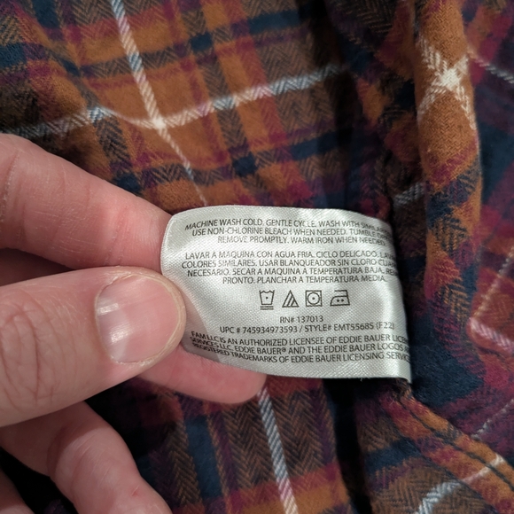 Eddie Bauer Red and Brown Plaid Button-Down Shirt - Picture 9 of 11